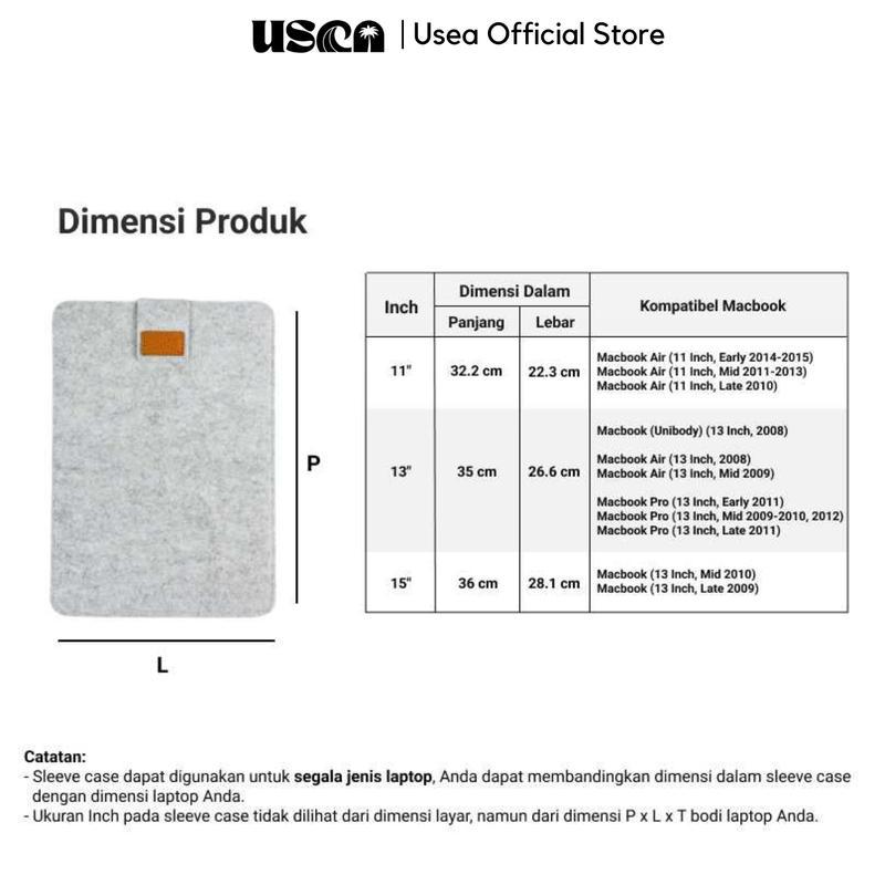 [ USEA x Rhodey ] Tas sarung casing untuk Laptop Sleeve Case Felt 11 12 13 14 15 16 Inch 9