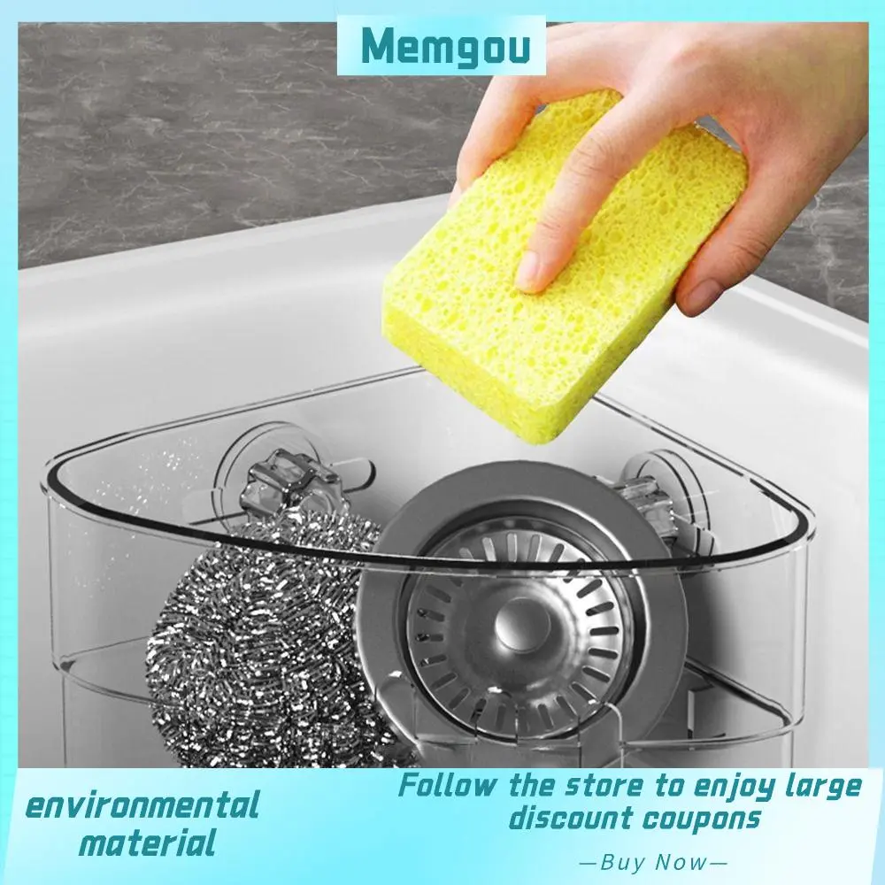Durable Rotating Sink Drain Racks Multi Functional Triangle\Heart-shaped Bathroom Suction Cup Corner Shelf Wall Mounted Sponge Holder Bathroom