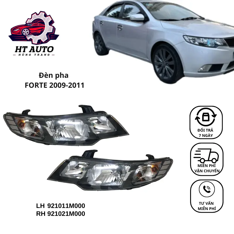 Đèn pha mí trắng của xe ô tô FORTE đời 2009-2011