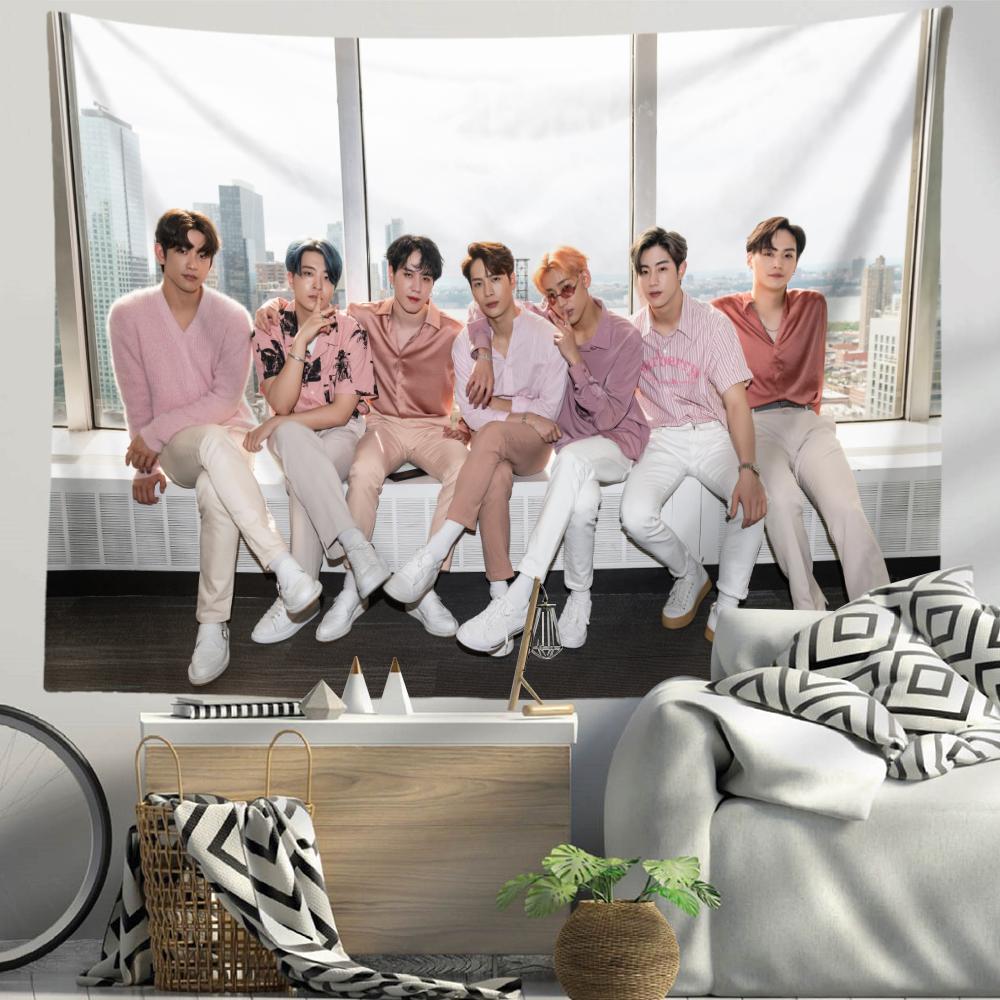 พรมติดผนัง Kpop GOT7, โพลีเอสเตอร์ด้านเดียว, พรมแขวนผนัง, ตกแต่งห้องนั่งเล่นและห้องนอน, ของขวัญพรม, 