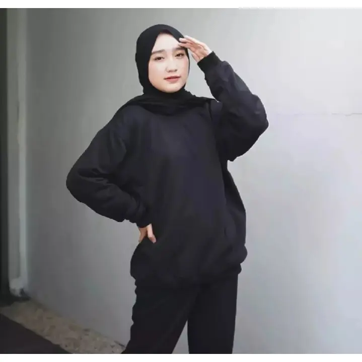 Sweater Wanita Polos Crewneck Flecee Size M L XL 6