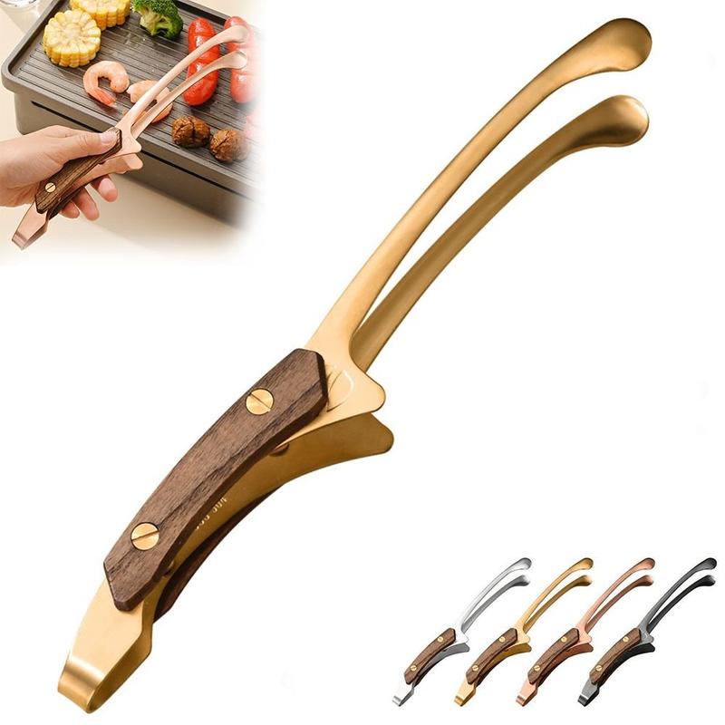 Durable 304 Stainless Steel Steak Clip Wooden Handle Anti-scalding ...