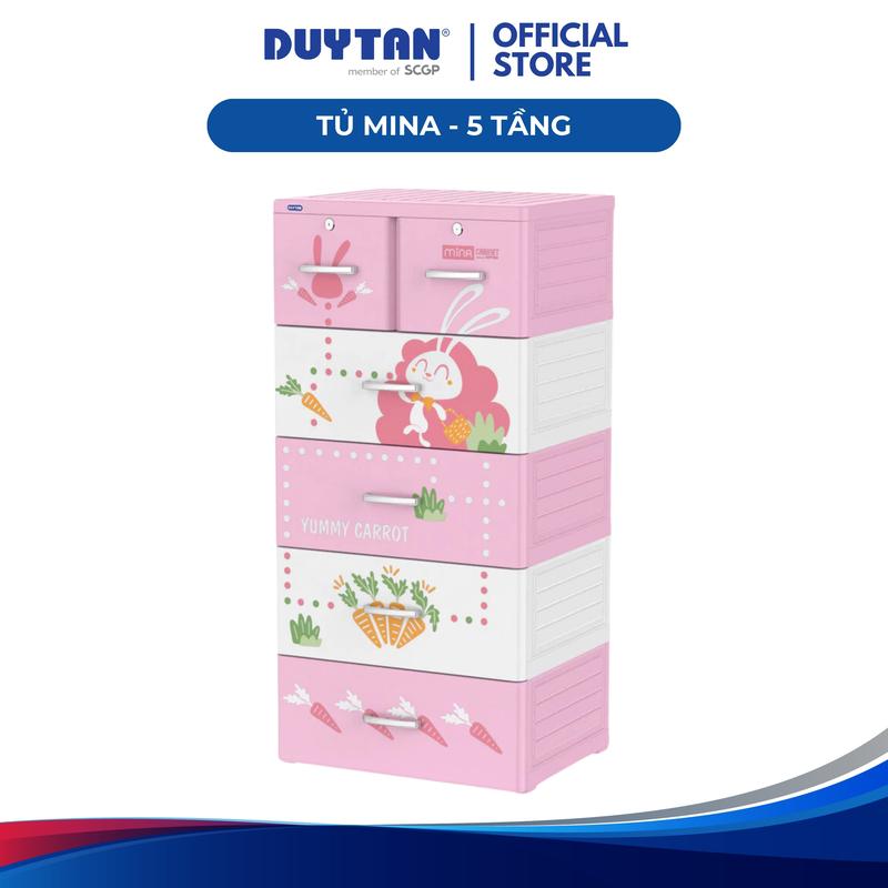 【NDT x Hoàng Vinh VN Tủ Mina 5 tầng DUY TÂN nhựa PP/ABS, 4 hộc lớn và 2 hộc nhỏ, tủ quần áo đa năng, tiện lợi, an toàn cho trẻ nhỏ