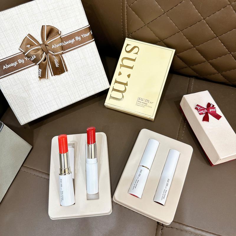  S008. Set Son Dưỡng Môi Trang Điểm S.U.M  1 Cam + 1 Đỏ  – Dưỡng Ẩm Căng Mịn Và Rạng Rỡ Trang Điểm Mỹ Phẩm Cosmetic Nữ Women 