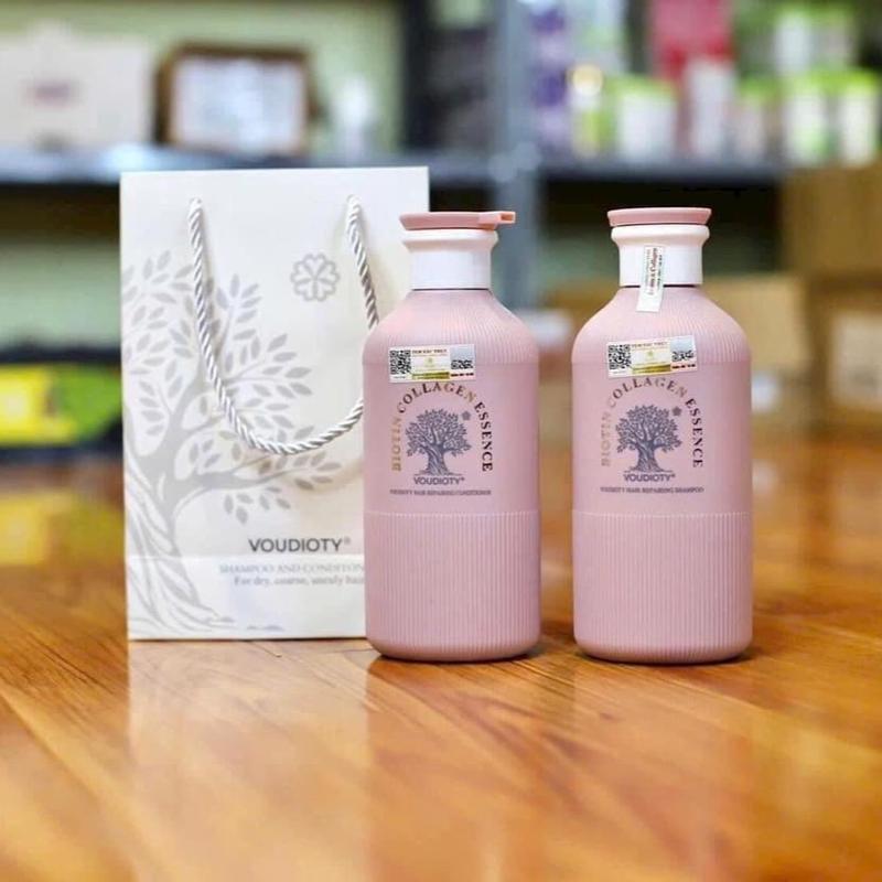 Cặp Dầu Gội Xả  Biotin Collagen Essence Pink Thơm Mượt Hàng Loại 1 -1000ml