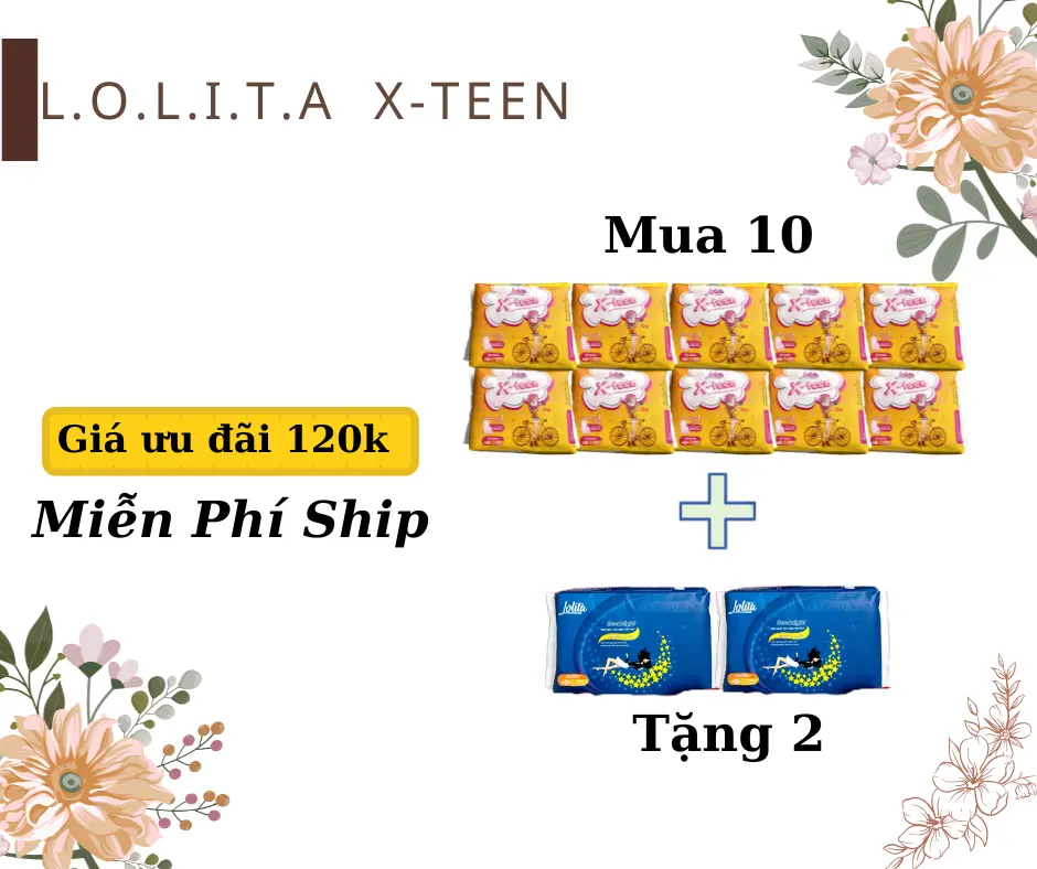 {10 Gói} Băng Vệ Sinh  X-Teen - Mặt Bông Êm Ái Khô Thoáng, Tặng 2 Gói Ban Đêm Tampon