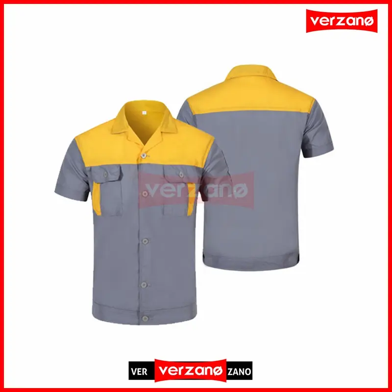 Baju Kerja Pria Kemeja Casual Seragam Kantor Seragam Kerja Pria Sporhem Mekanik Bengkel Montir Sipil Tangan Pendek Bahan Drill Murah 4