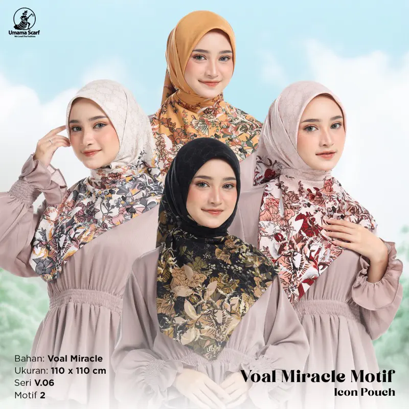 Voal Miracle Motif Print Metal Logo by Umama Scarf / Hijab Segi Empat Motif Lasercut LC / Jilbab Segiempat Premium Original Zaffa Hijab Seragaman 2