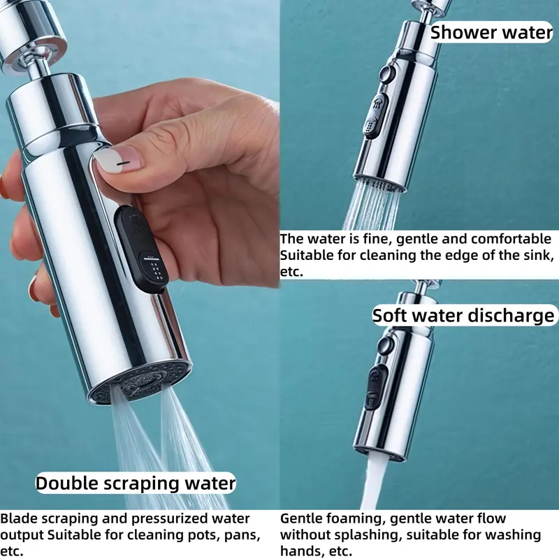 Kitchen Sink Faucet, Sink Touch Faucet, Multi-function Universal Extension Quick-connect Shower Head, Suitable for Kitchen, Bathroom, Wash Basin, Vegetable Sink 3