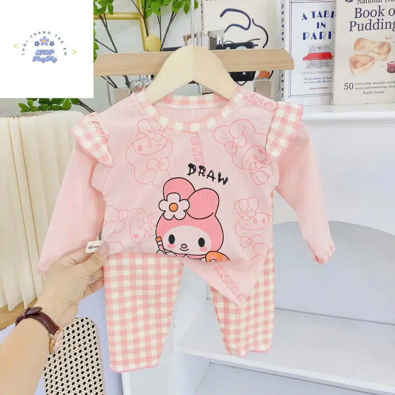 [MS7] Bộ  Dài Tay Thun Tăm Cánh Tiên + Com Bo giá hời Cho Bé Gái Phối Quần nhiều họa tiết  Dễ Thương Cho Bé Gá từ 5-16kg ,mềm mại,thông thoáng. 5