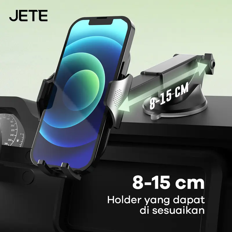JETE H10B Suction Cup Holder HP Dashboard Mobil Kaca Depan Universal 270° View Angle Metal Smartphone Car 6