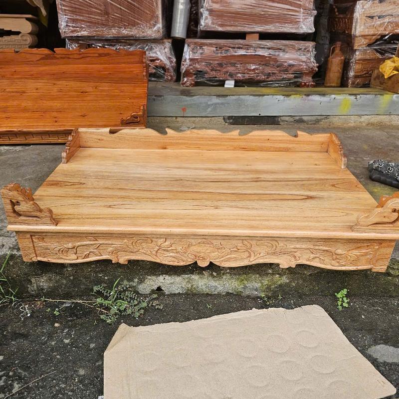 Bàn thờ treo tường gỗ xoan tự nhiên chạm khắc hoa sen - Nhiều size - Decor Phòng Decor