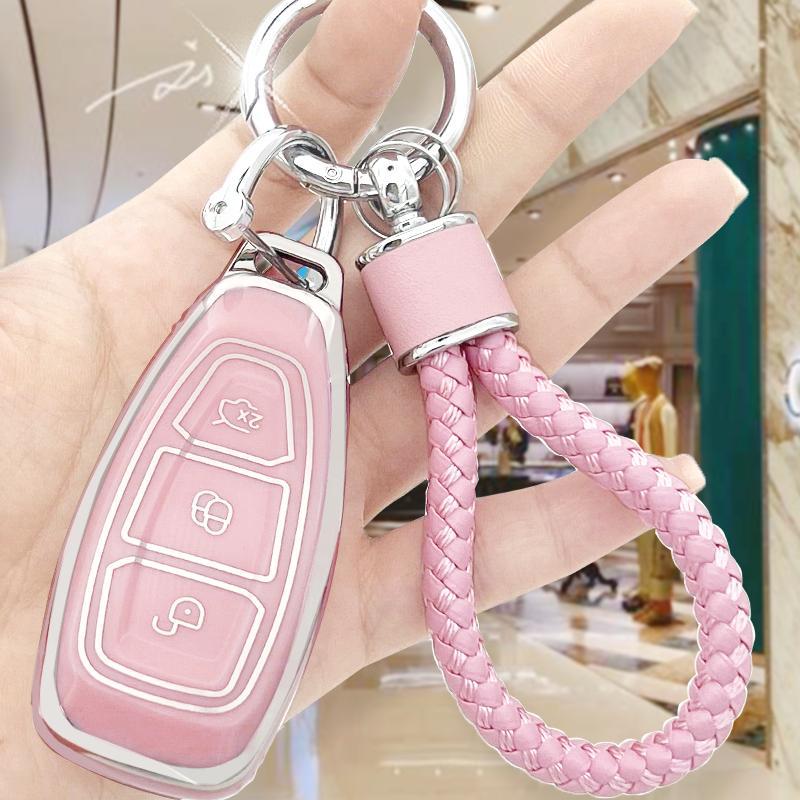 Fashion TPU Car Key Case With Keychain, Car Key Cover For Ford, Car Key Cover with Key Chain 4