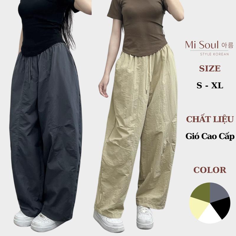 Quần Harem Parachute Pants BigSize MiSoul,Quần Gió Nhăn 2 túi Dáng Thụng MiSoul 254 Nữ Ong Women Đen