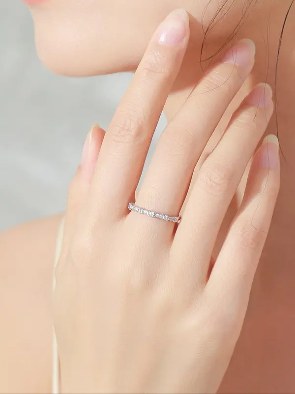 S925 Sterling Silver Oval Shaped Artificial Zircon Ring, Fashion Accessories for Women & Girls, Trendy All-match & Exquisite Jewelry for Birthday Gift 2