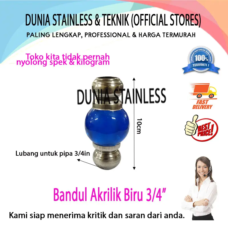 Bandul Akrilik Biru 3/4" ornamaen pagar pintu balkon kanopi 0
