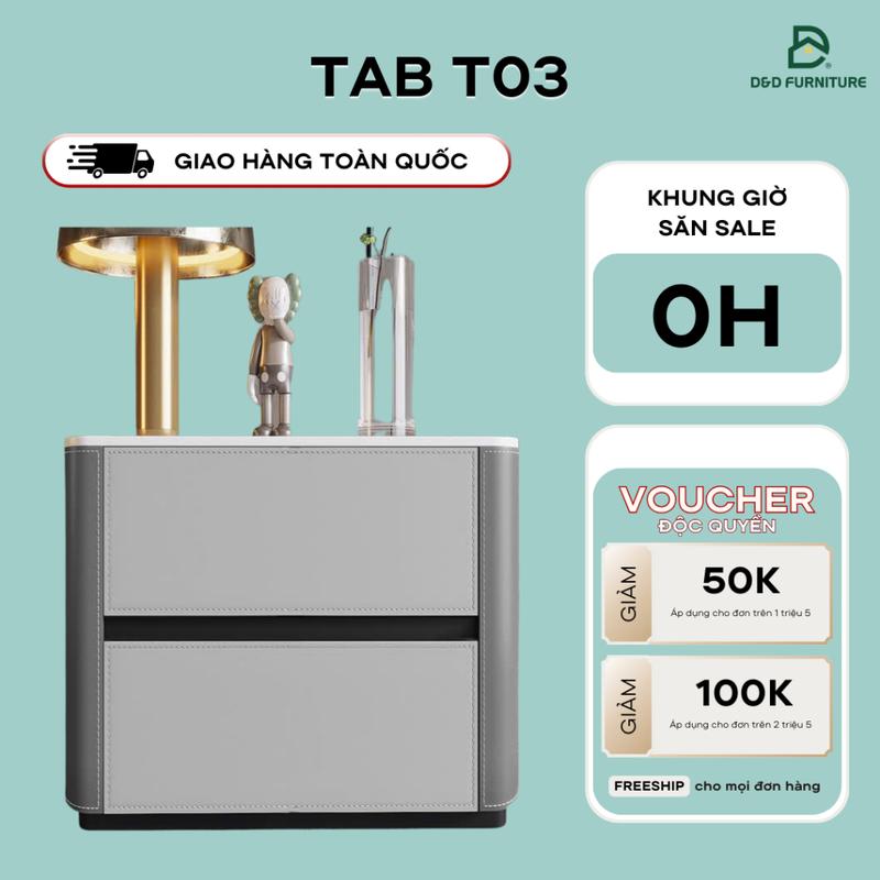 Tab Đầu Giường T03 Bọc Da Chất Liệu Cao Cấp Kết Hợp Chân Thép Không Rỉ, Bảo Hành 1 Năm 0