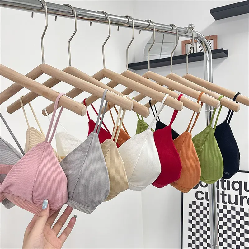 Áo Ngực Cúp Tam Giác Cotton, Kiểu Dây Đeo Nhỏ Gợi Cảm, Thiết Kế Lưng Đẹp, Màu Trơn Áo Vest Quấn Ngực 1