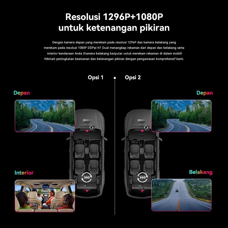 DDPAI N1 Dual Dash Cam 2K Car DVR Mobil Wifi Kamera Camera Rekam 5