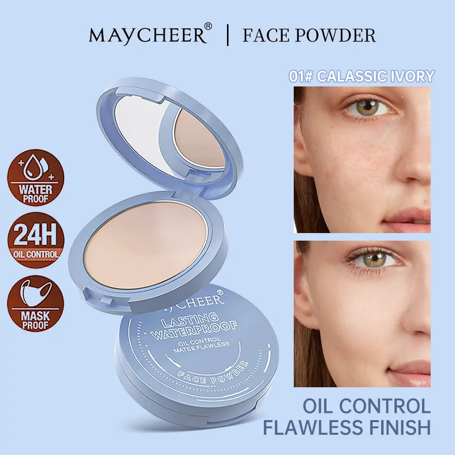 Penghantaran Pantas ke Tempatan -【MAYCHEER】Bedak Kecantikan Matte Sutera - Kawalan Minyak, Kalis Peluh & Air, Penyerapan Minyak, Mekap Powder Long-lasting Makeup bedak!