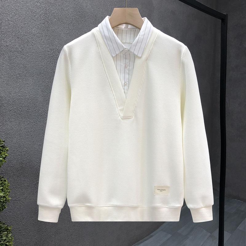 Áo Cánh Thương Hiệu Thời Trang Mới Mùa Thu Và Mùa Đông Của Nam Giới Phong Cách Thanh Lịch Ánh Nắng Mặt Trời Cổ Áo Sơ Mi Giả Hai Lớp Áo Len Có Thể Đeo Bên Trong Áo Cánh
