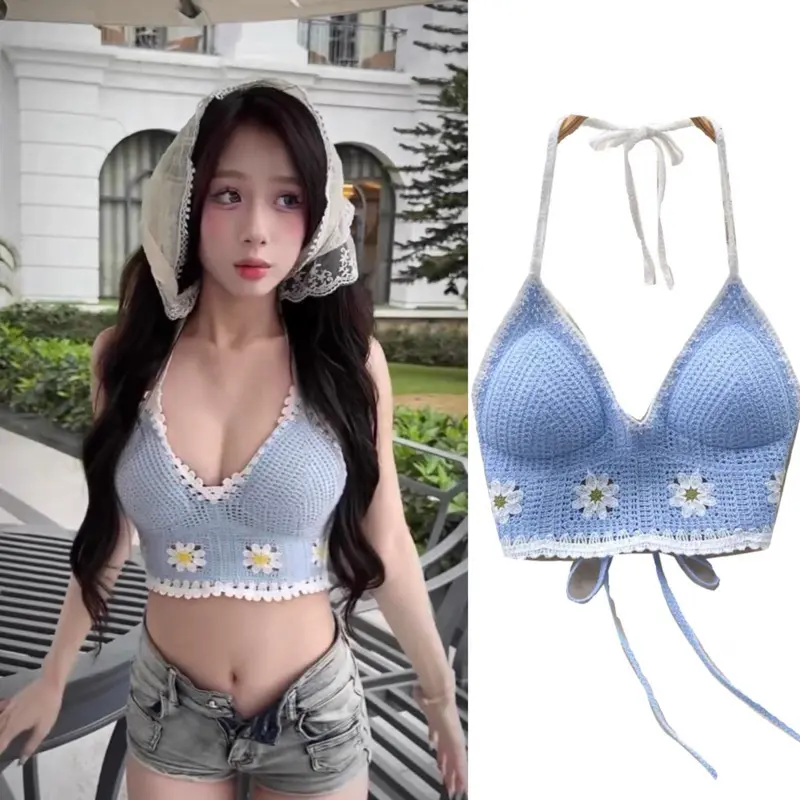 Lilla bikini- Nhiều mẫu-Áo bralette len móc hoa sắc màu cá tính đi biển đi du lịch hè 4