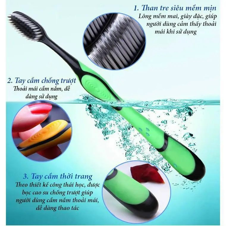 Set bàn chải than tre siêu mềm mịn