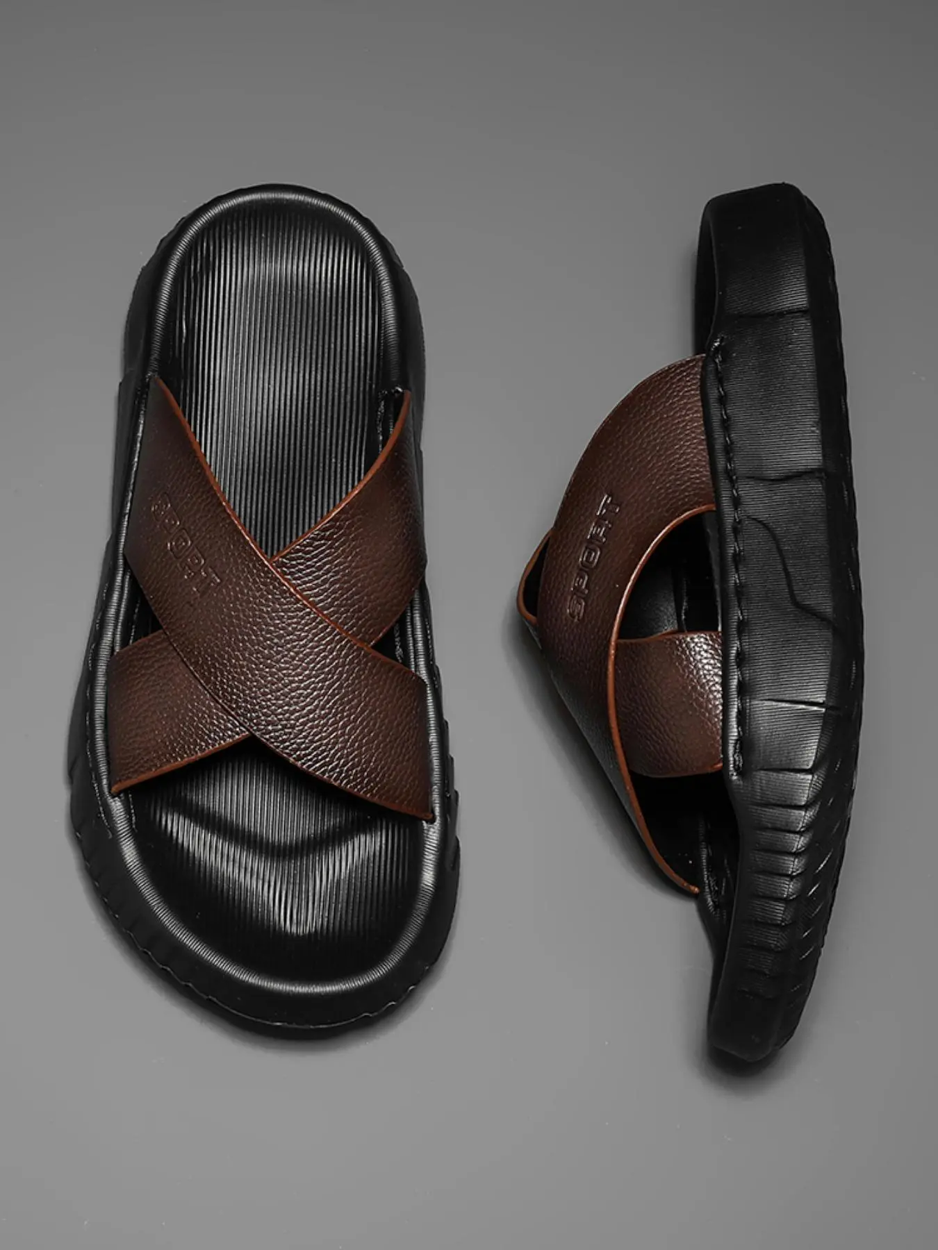 Men's Casual Letters Label Design Slides, Lightweight Comfortable Non-slip Slippers, Summer Beach Slippers, Fashionable Slides for Indoor & Outdoor, Boy