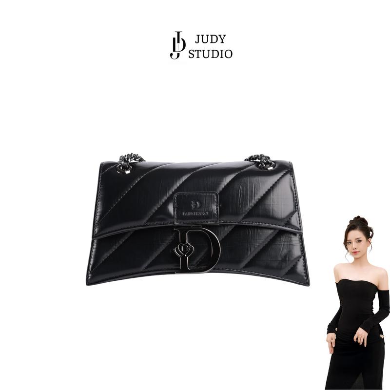 Túi Xách Nữ Judy Studio Da Bóng Chống Nước Nắp Gập Túi Khóa Chữ D Sang Chảnh DD-1583 Bag Nữ