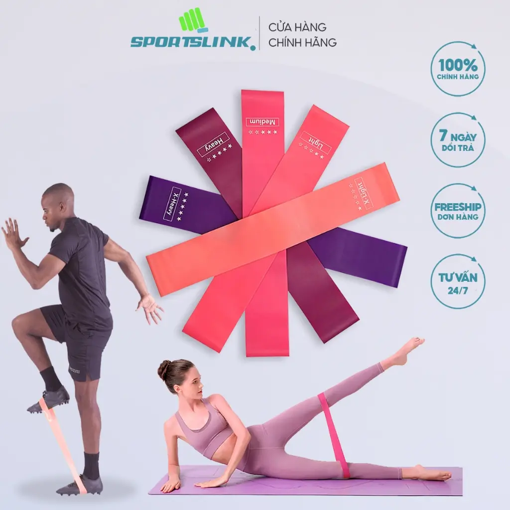 Dây Kháng Lực Tập Gym, Chân, Dây Cao Su Kháng Lực Tập Mông Đùi, Dây Miniband Sportslink