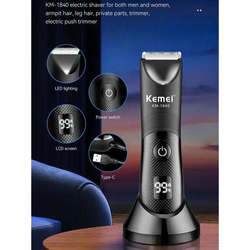 Tông Đơ Cắt Tóc Chống Thấm Nước, Kemei, Dành Cho Nam Giới, Đa Năng, Không Dây, Có Thể Sạc Lại, Tông Đơ Cắt Tóc Điện, Máy Cạo Lông Cơ Thể, KM-1840 2