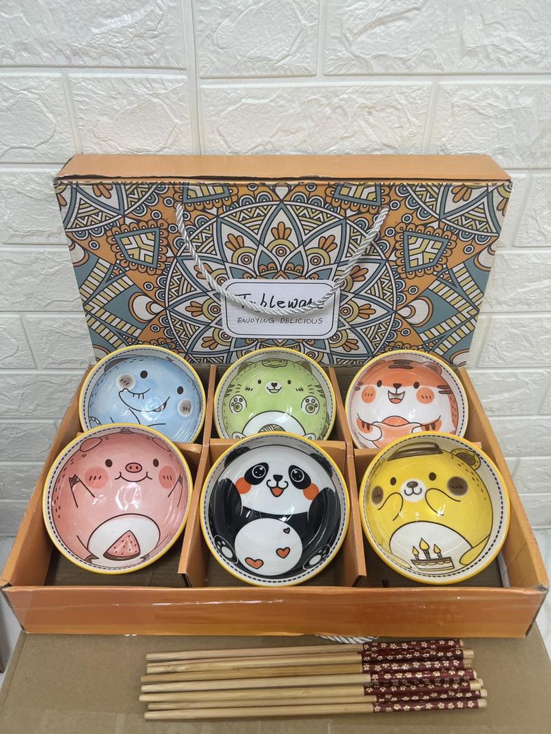 Product Introduction of Set 6 bát ăn cơm hình thú Tặng kèm 6 đôi đũa dễ thương 7