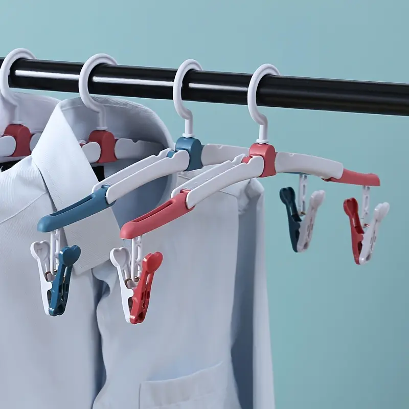 Portable 4PCS Multifunctional Folding Hanger - Outdoor Travel Household Accessory Organiser Hanging Plastic 2