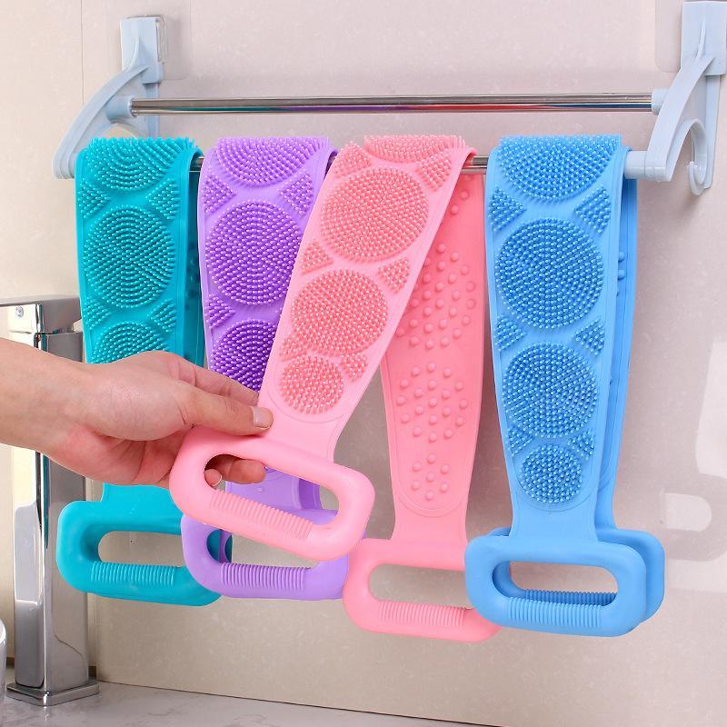 Product Introduction of Silicone Bath Belt, 1 Set Back Scrubber Towel, Back Massage Belt, Bathing Accessories for Home Bathroom, Bathing Loofah Supplies 0
