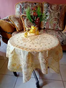 taplak meja betawi  bulat motif emas round diameter 108 /taplak meja betawi/meja osin Square Dekorasi Square