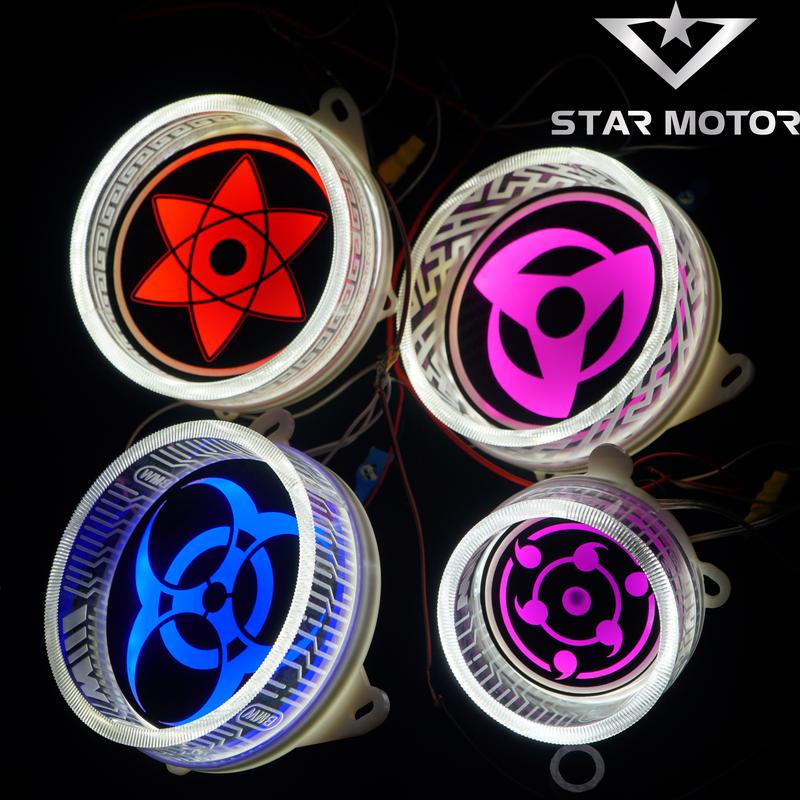 Mặt Led xoay Sharingan độ lé đèn bi cầu, gắn Demi kích thước 8cm