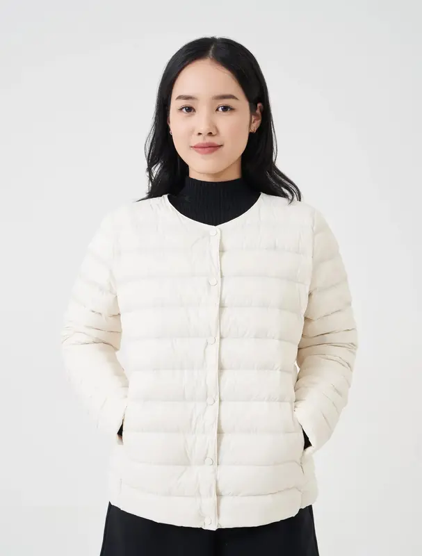 Áo khoác lông vũ nữ cổ tròn CANIFA 6OT23W005 0
