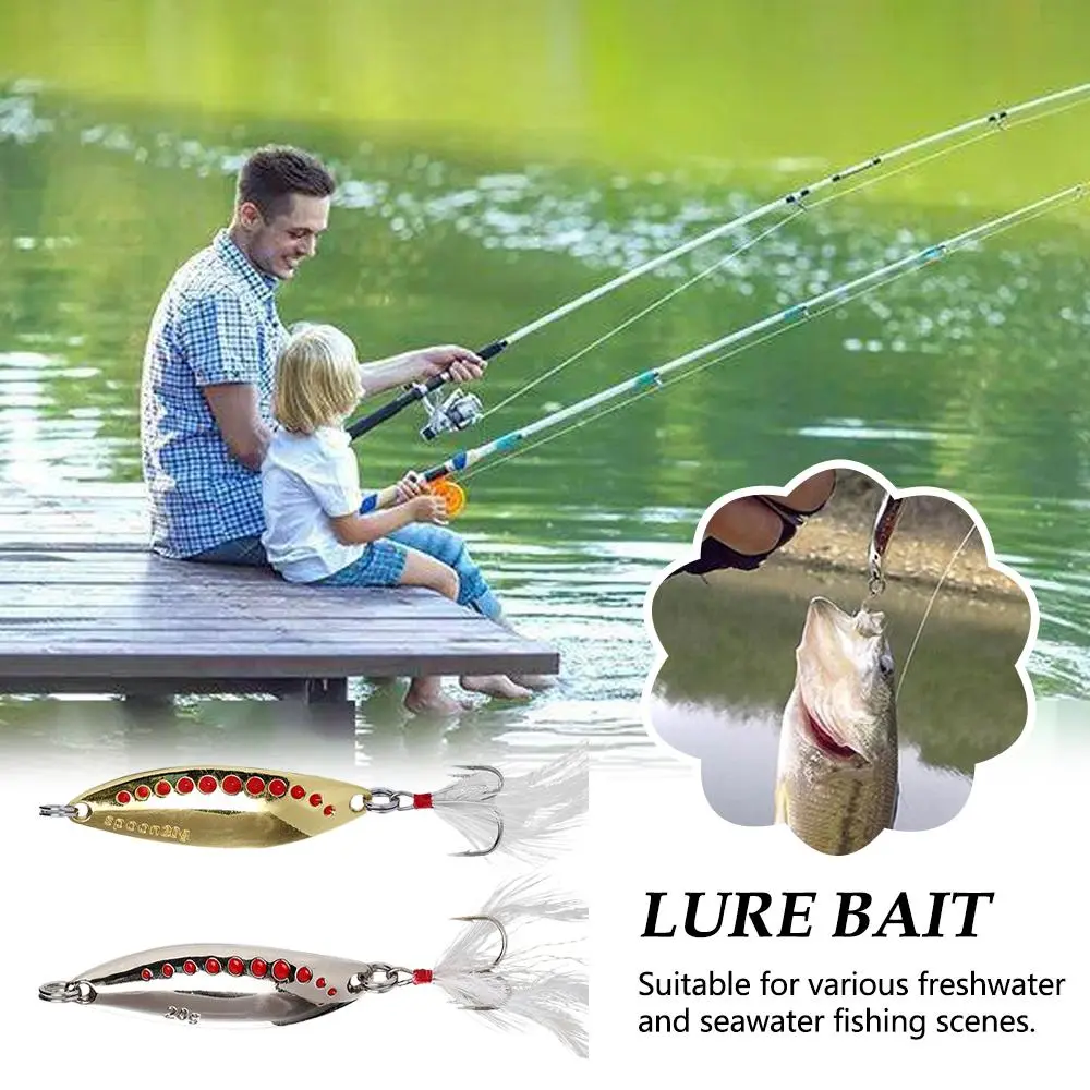 Fish-scale Pattern Sequin Leech Bait Scale Sequin Luya Metal Single Hook Blood Trough Feather Three Hook Dummy Bait 6 Colors