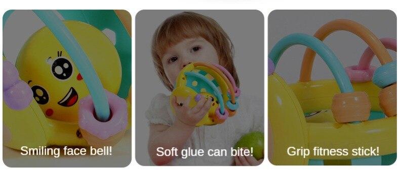 Product Introduction of 1 Pc 10cm Baby Toy Catch Ball Bendy Baby Walker Rattles Develop Intelligence Ball 0-12 Months Plastic Bell Rattle Doll 16