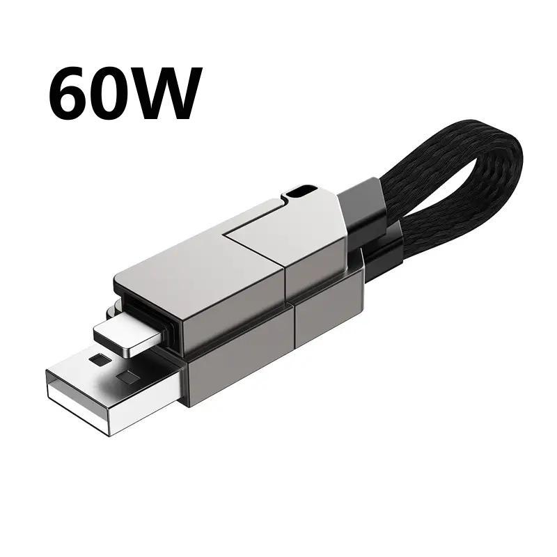 Portable 4 In 1 Type C 60W PD Fast Charging Cable, 1 Count Keychain Charging Cable PD Fast Charging Portable Compatible with TYPE-C60W Apple 27W Data Cable, Charger Connector, USB Cord, Electronic 0