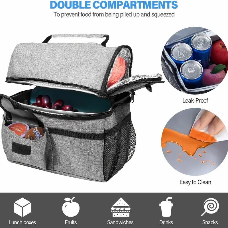 Large Capacity Insulated Lunch Bag, 1 Count Portable Lunch Box Storage Bag with Handle & Strap, Lunch Box Tote Bag for Work, School, Travel, Picnic 2