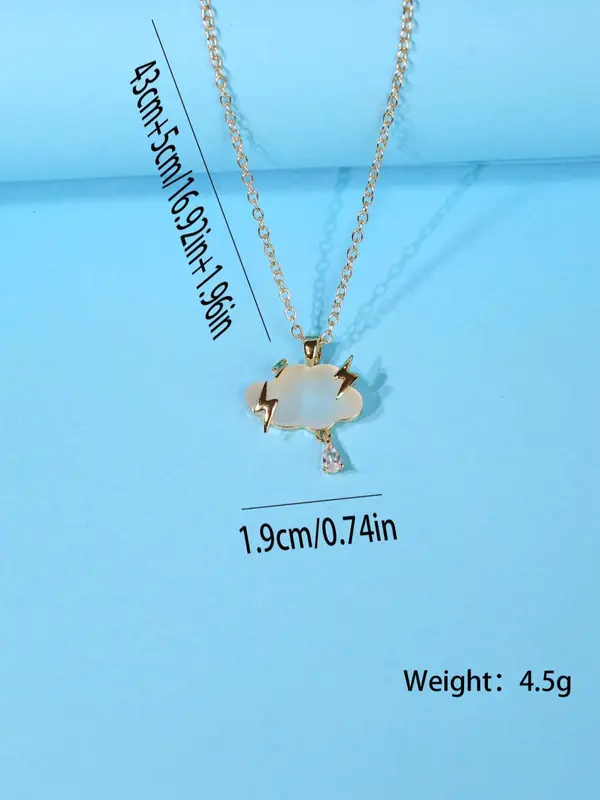 Women's Elegant Cloud & Lightning Design Pendant Necklace, Rhinestone Decor Necklace for Party, Daily Clothing Decor for Girl, Trendy All-match & Exquisite Jewelry for Birthday Gift 1