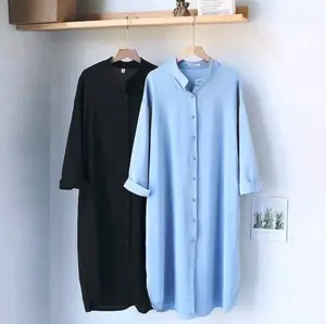 TUNIK POLOS LENGAN PANJANG  - BISA COD Katun Motif Atasan Wanita Muslim