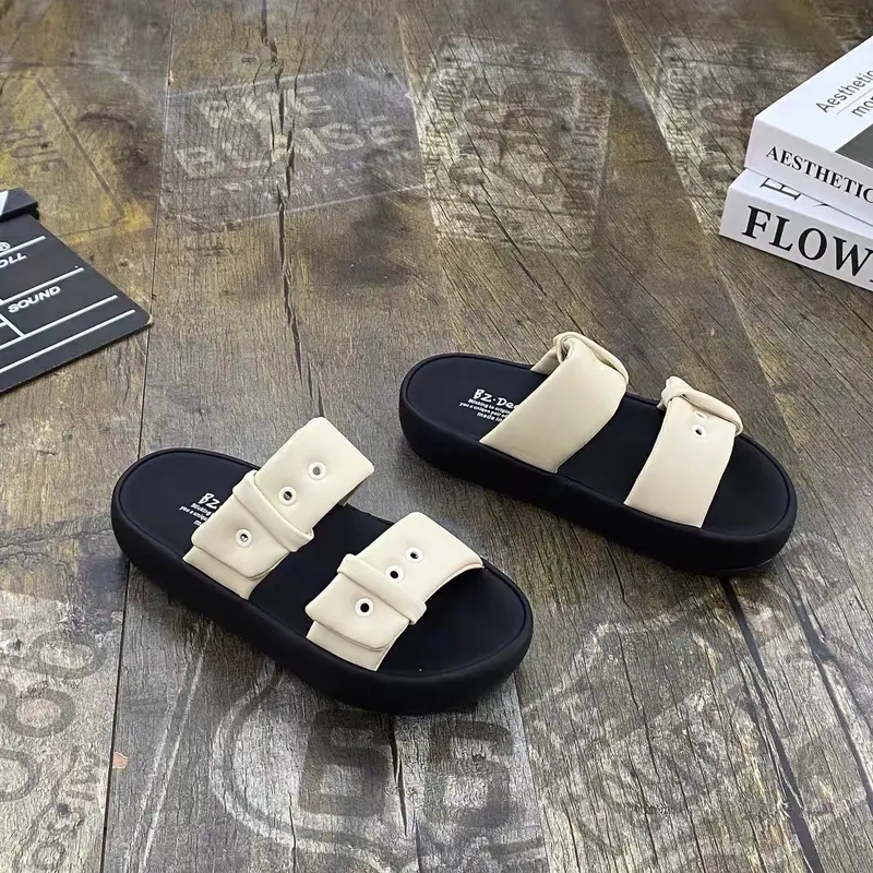 Dép bánh mì nữ 2 quai ngang đế cao 3cm phong cách Hàn Quốc DéP Cao Su Nhung Shoes GiàY 6