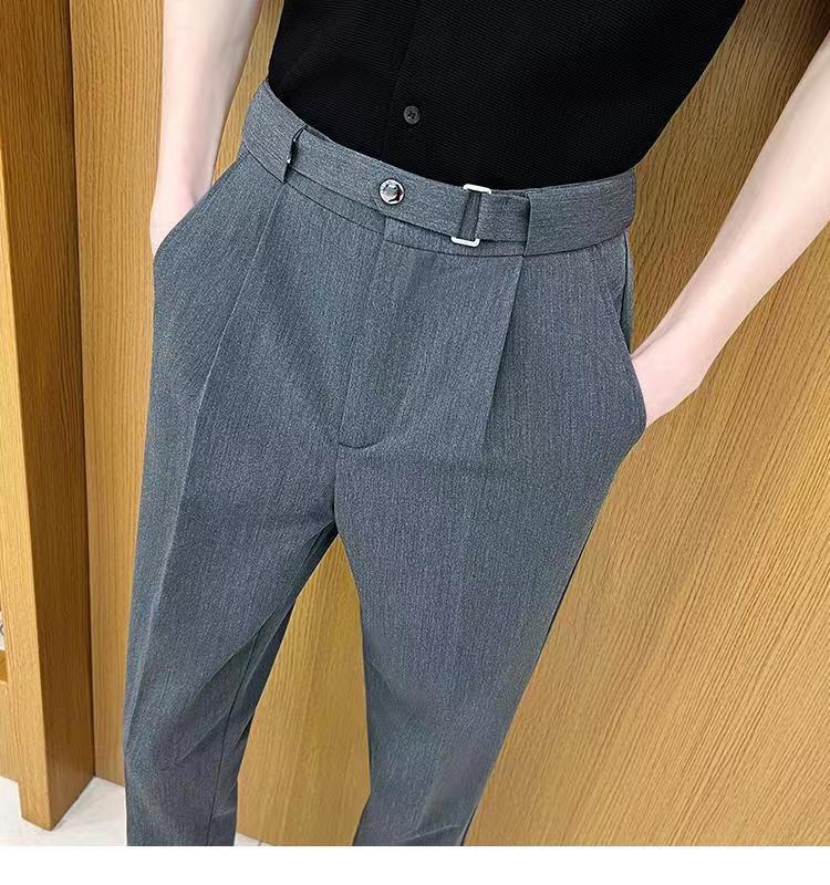 Product Introduction of Quần Âu Nam, Trang Trí Thắt Lưng, Họa Tiết Thiết Kế Mỏng Ôm Vừa Vặn, Thích Hợp Cho Mùa Xuân Và Mùa Hè, Trang Phục Công Sở Trang Trọng, Kiểu Thẳng thụng Quần Thường Ngày 14