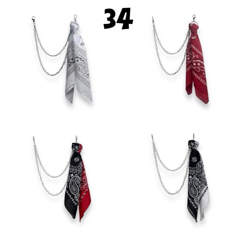 Xích chain khăn bandana cài sẵn chất cotton vuông 55x55cm nhiều màu phụ kiện hiphop cài quần dành cho nam nữ | BATUW