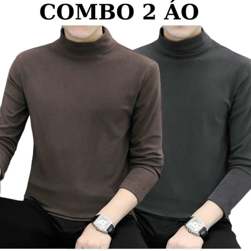 Combo 2 áo giữ nhiệt nam lót nỉ cao cổ áo thun nam dài tay Menswear NAM