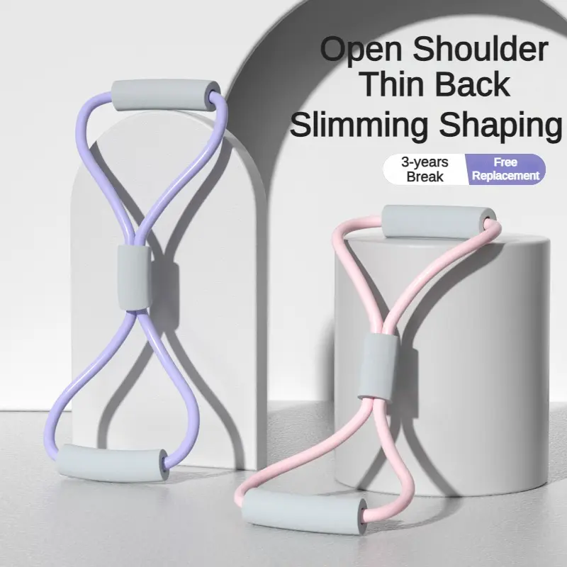 8 Words Chest Expander Open Shoulder Beauty Back Chest Expander Men and Women Fitness Resistance Band Home Sports Pulling Rope
