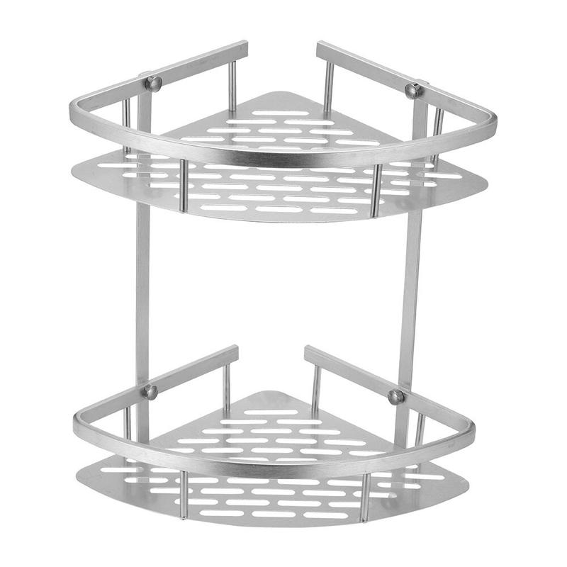 Rak Sudut Kamar Mandi Aluminium Corner Shelf Rack 2 Layers - G48 - Silver 1