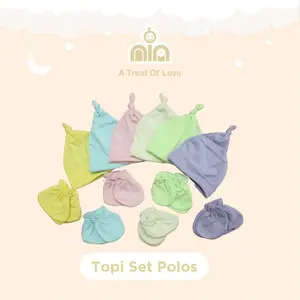Topi Set Sarung Tangan Dan Kaki - Topi Set Vinata Polos - Topi Anak Dan Bayi
